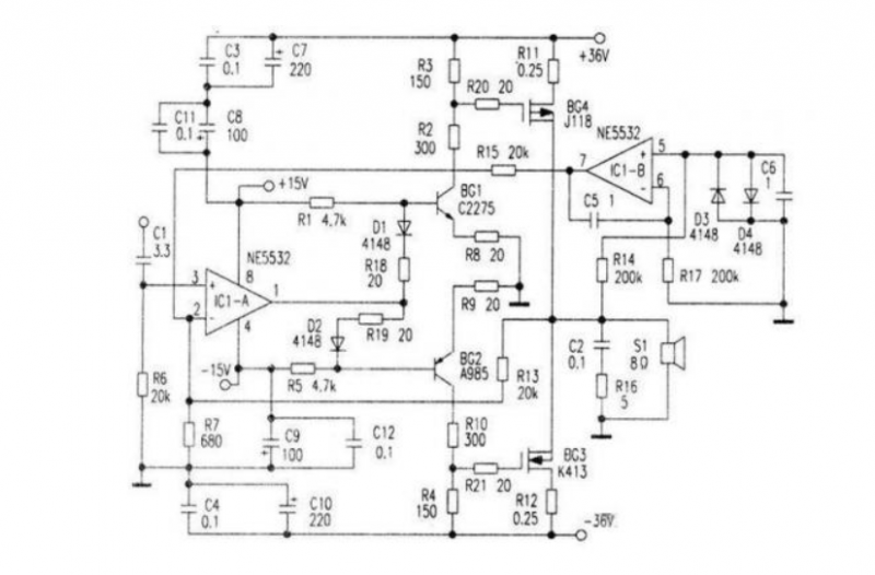 場效應管功放電路圖